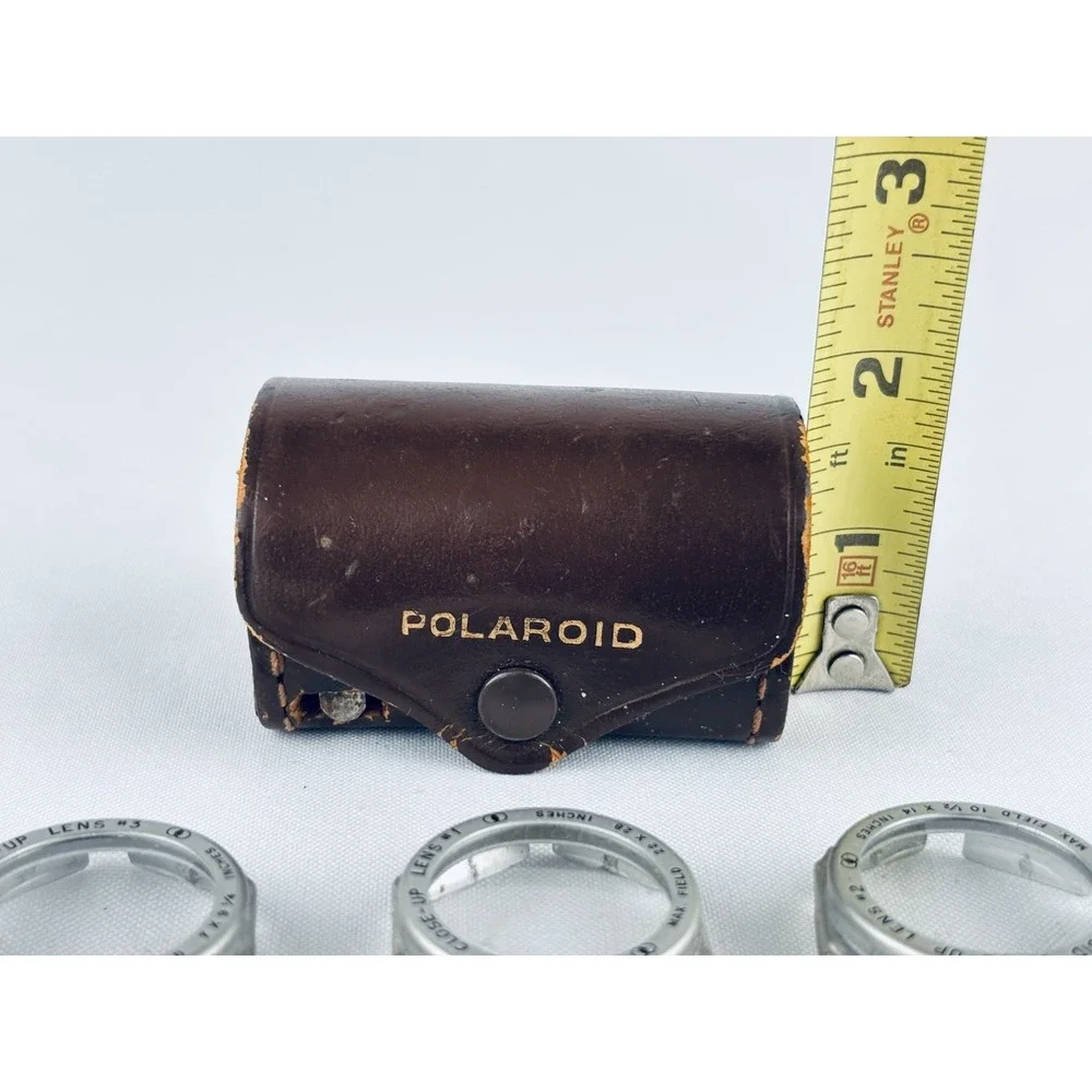 Polaroid Close-Up Lens Kit Measuring Tape Vintage Camera Accessory Leather Case